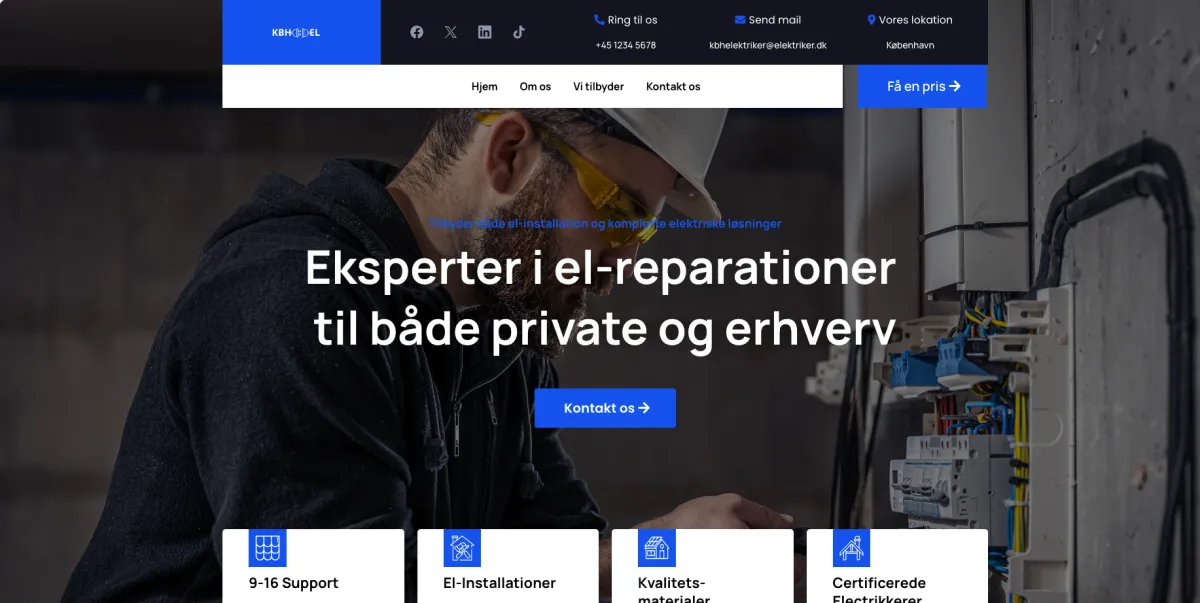 Håndværksvirksomhed der modtager jobforespørgsler via samlet indbakke, tablet i værksted, naturligt dagslys, autentisk fotostil.