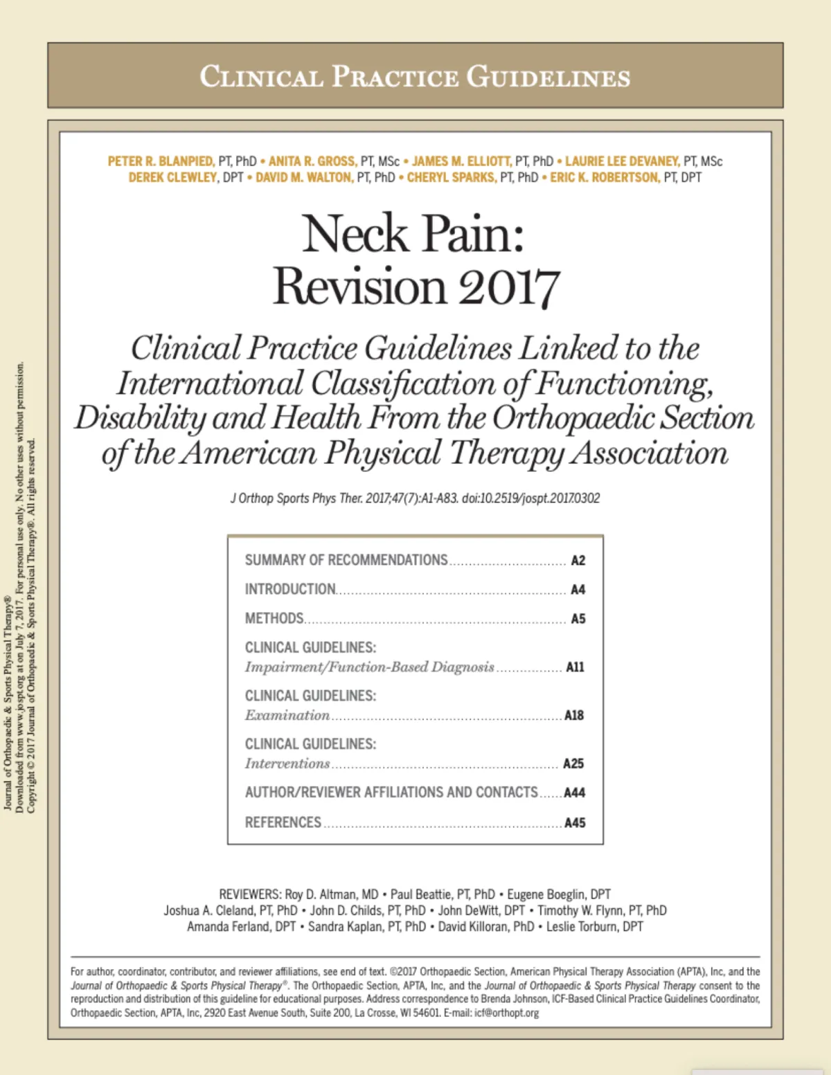 Neck Pain: Revision 2017
