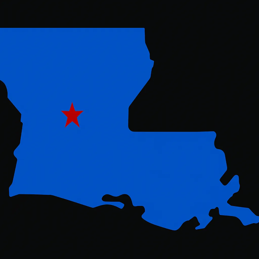 Service area map of Central Louisiana highlighting Pineville, Shreveport, and nearby towns