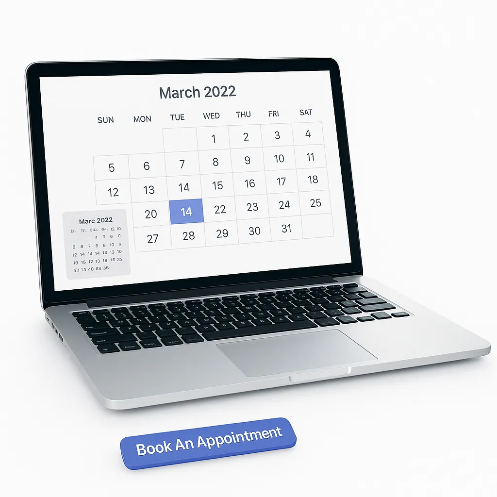 Booking page on laptop