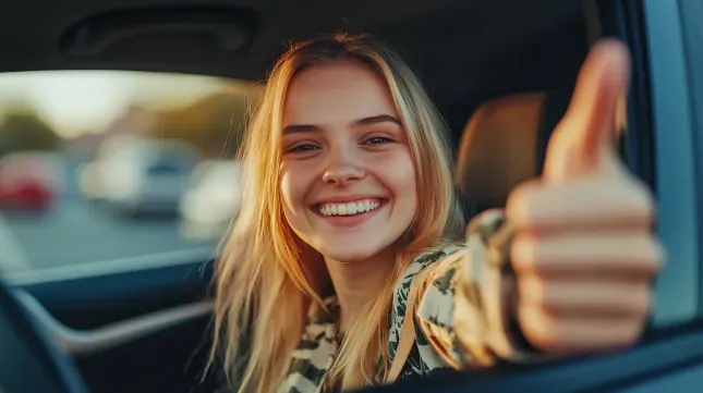 Young Massachusetts Driver after getting  Auto Insurance