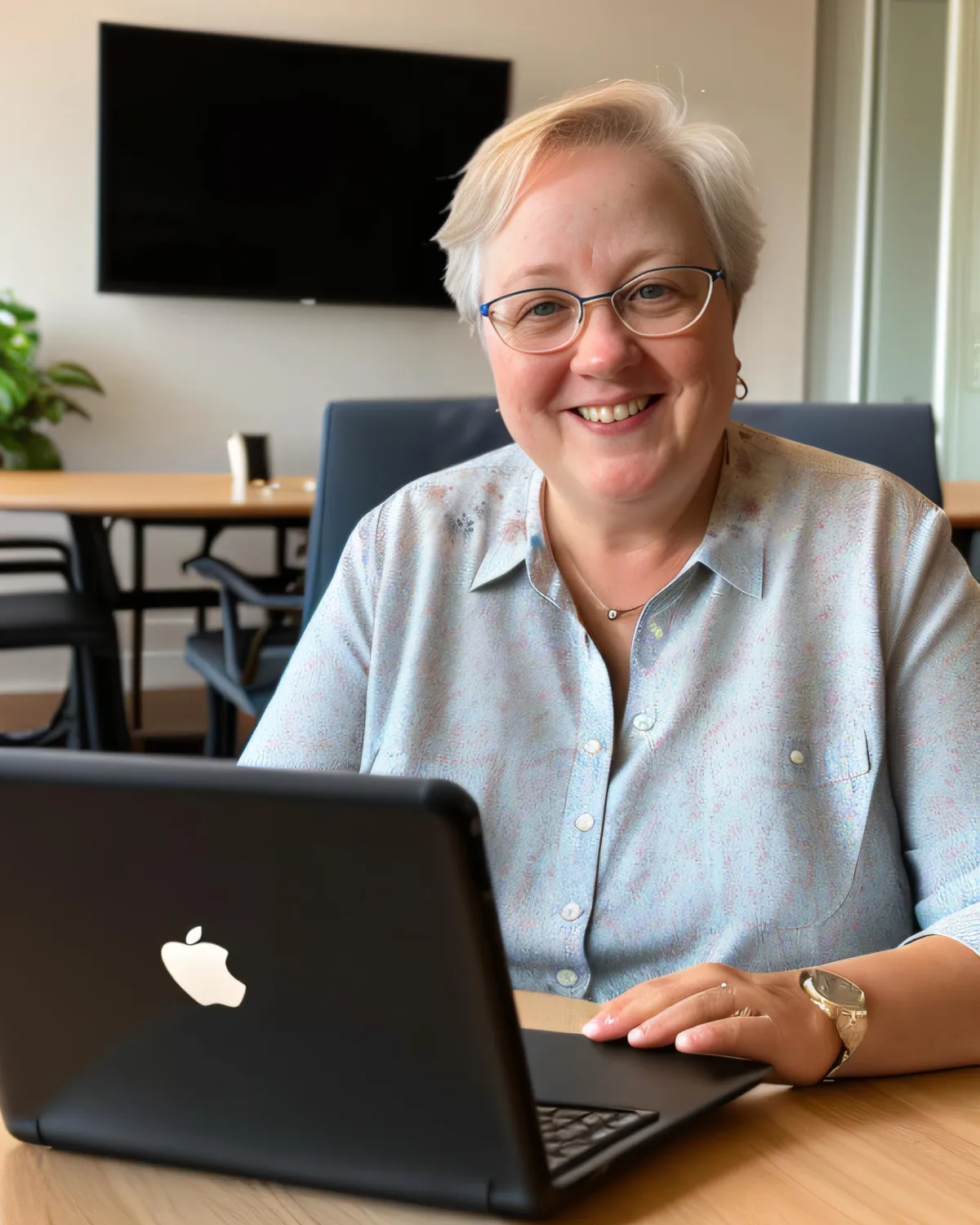 Jen Chambers working at Laptop