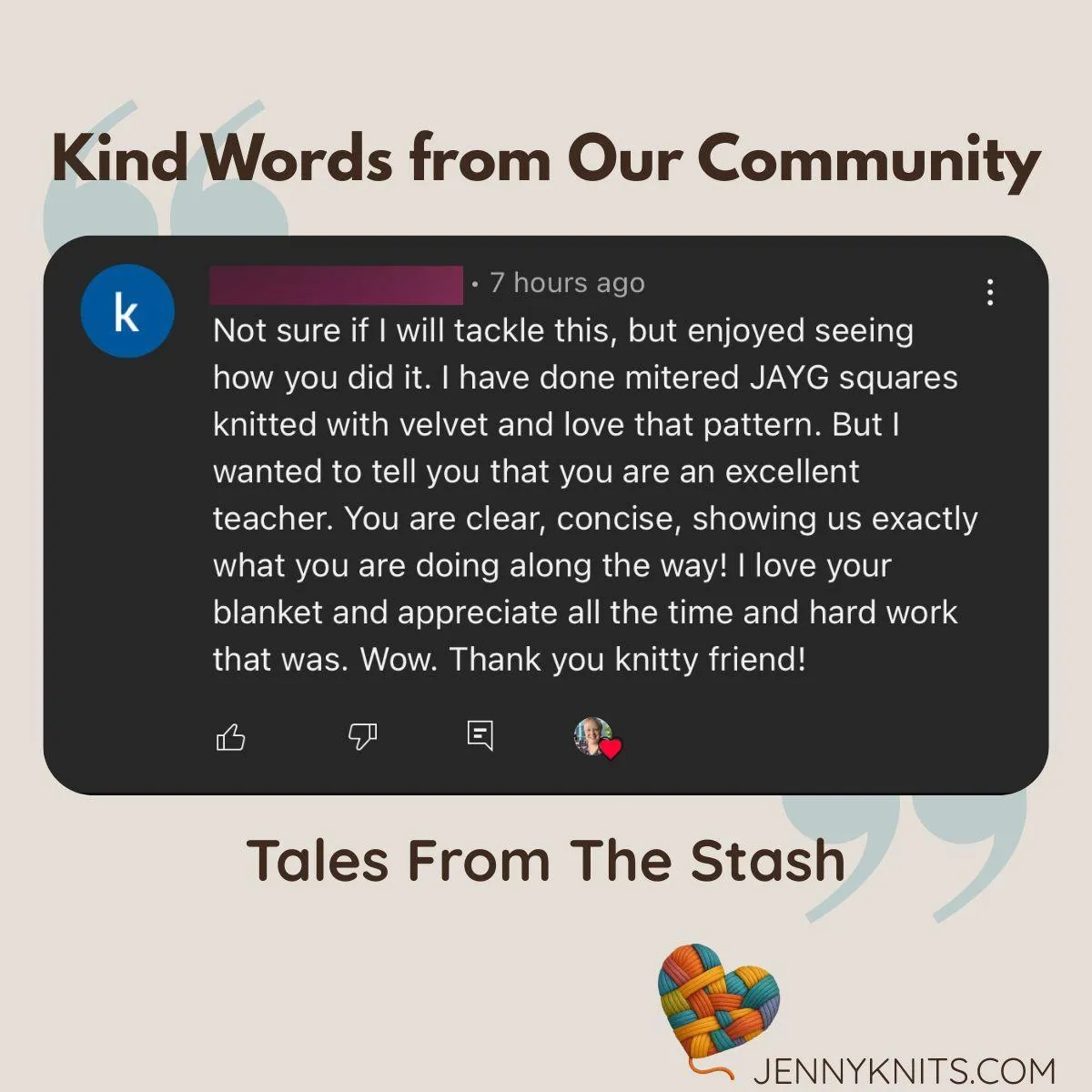 Tales From The Stash Testimonial