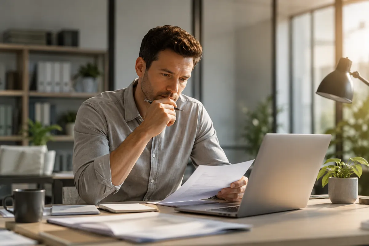 Leader in a suit owning final decisions in a modern office