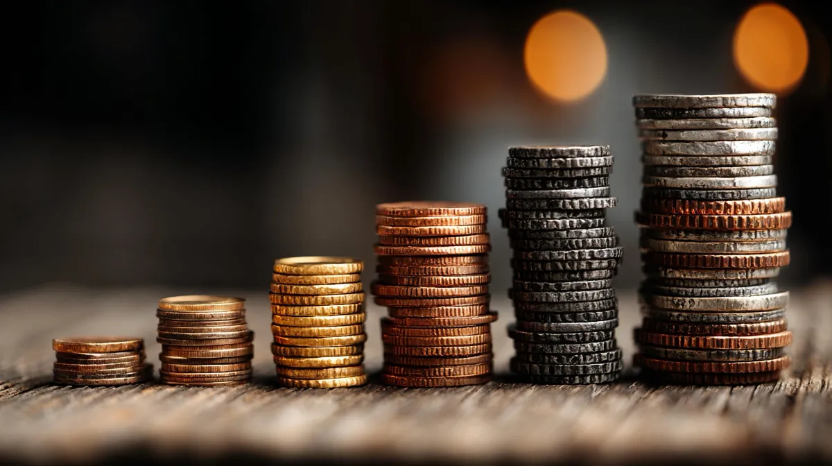 Piles of coins representing cost of Graphic Design