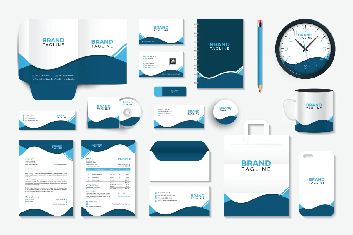 Branded material neatly laid out