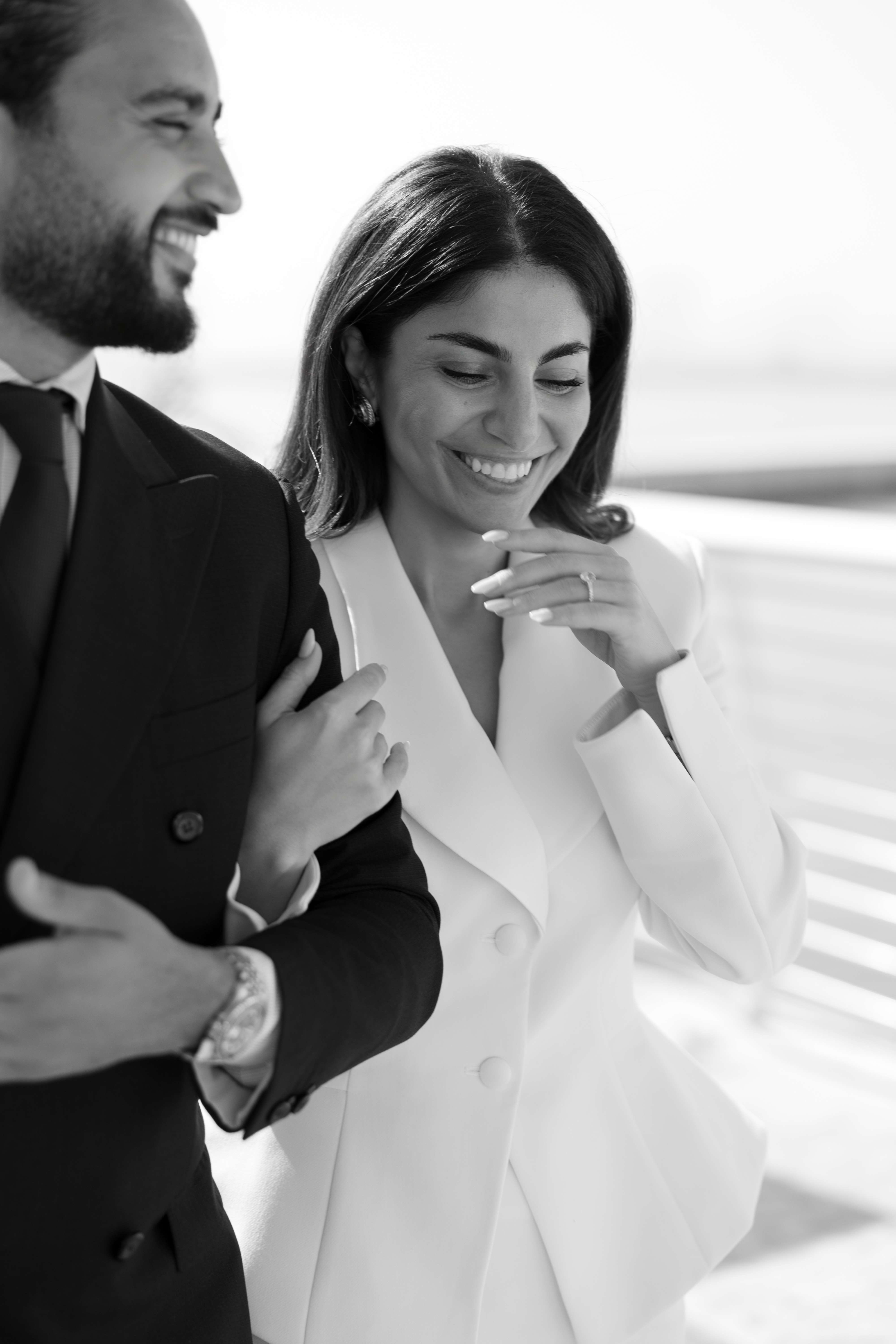 Luxury elopement and love story photoshoot for a couple with a classic Porsche at Louvre Abu Dhabi, captured by destination photographer Lubov Lisitsa.