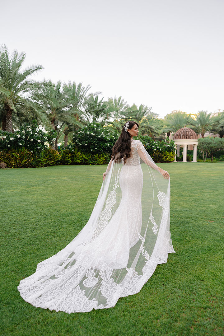 Luxury multicultural Emirati and African-American wedding at Raffles The Palm Dubai, photographed by destination wedding photographer Lubov Lisitsa.