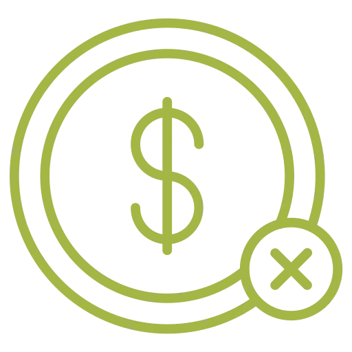 No commissions or hidden fees icon