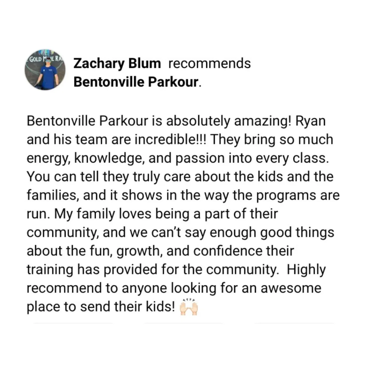 Review for Bentonville's Parkour
