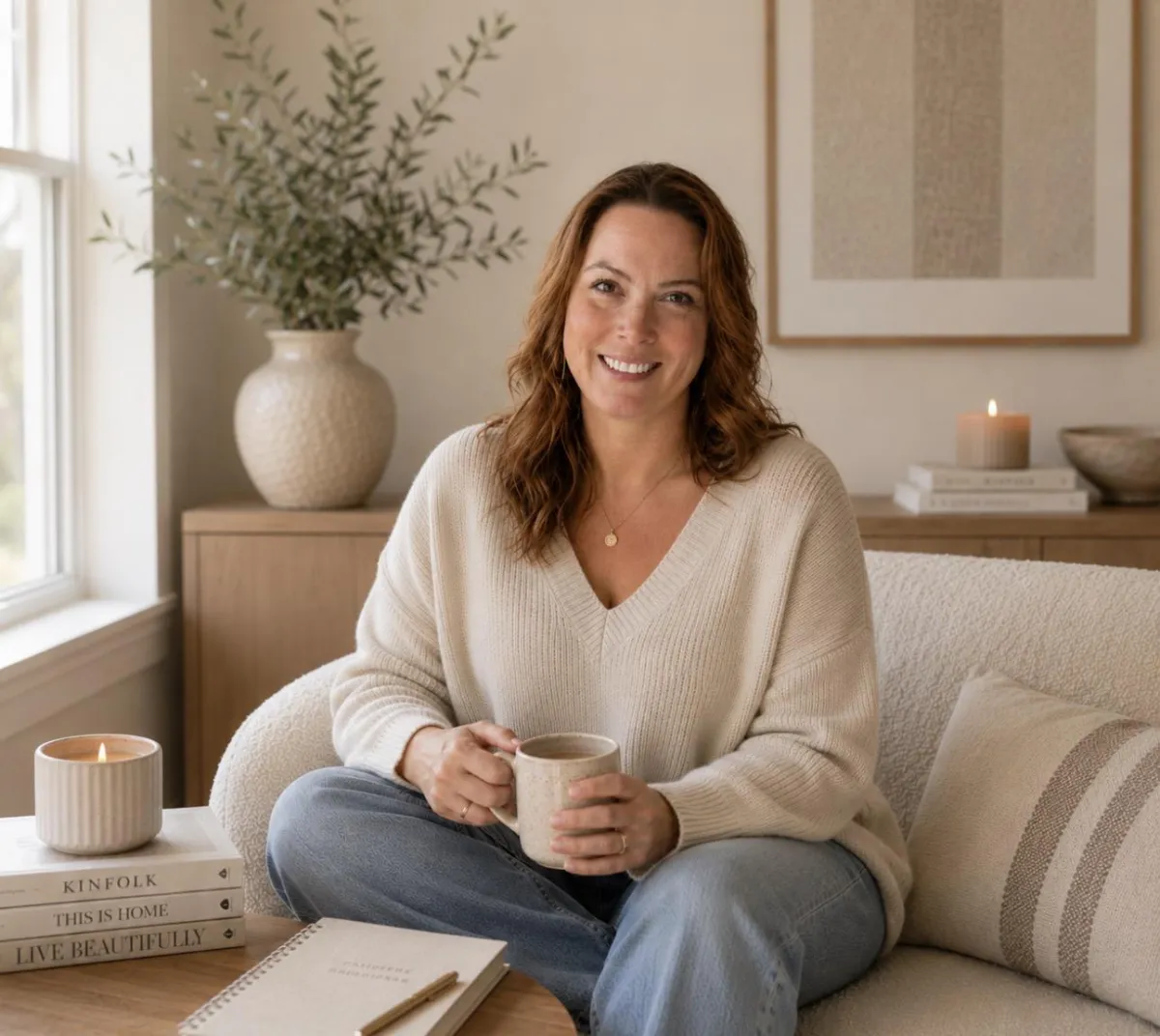 Piper Cabebe smiling in a living room