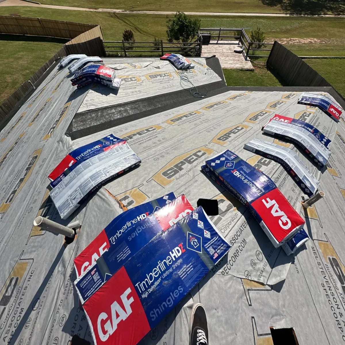 Roof Replacement Underlayment And GAF Shingles Installation In Oklahoma