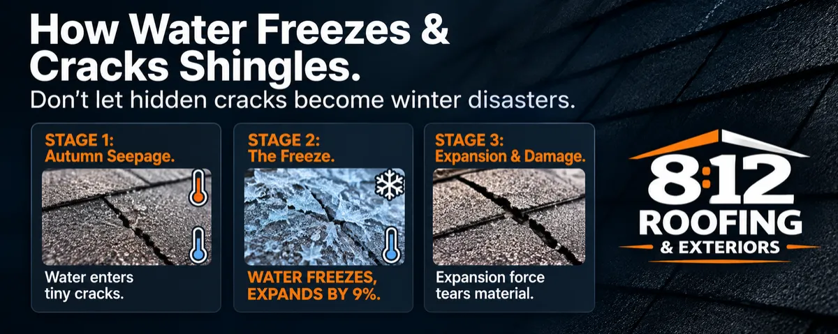 What Actually Happens to a Cracked Shingle When Water Freezes Inside It?