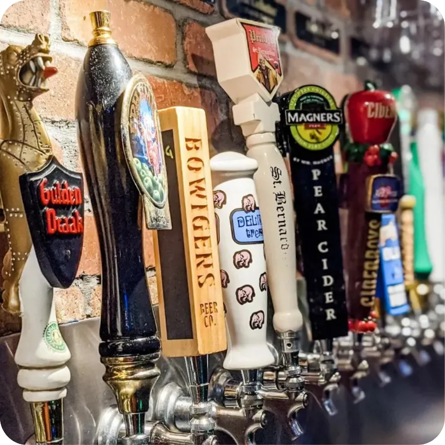 "Assortment of craft beers and cocktails available at JT Maley's sports bar in Cincinnati."