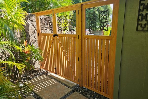Close-up of window frame and hardware, showing corrosion-resistant materials