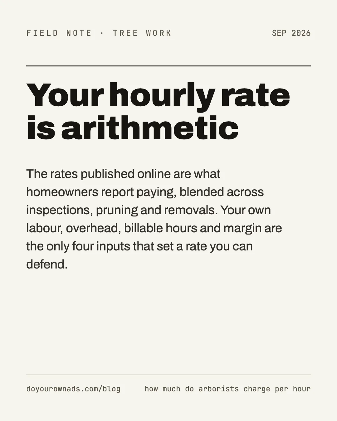 Typographic card reading: your hourly rate is arithmetic