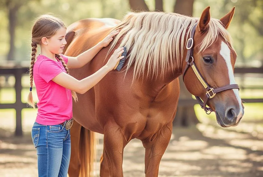a group of horses standing around in a fenced in area