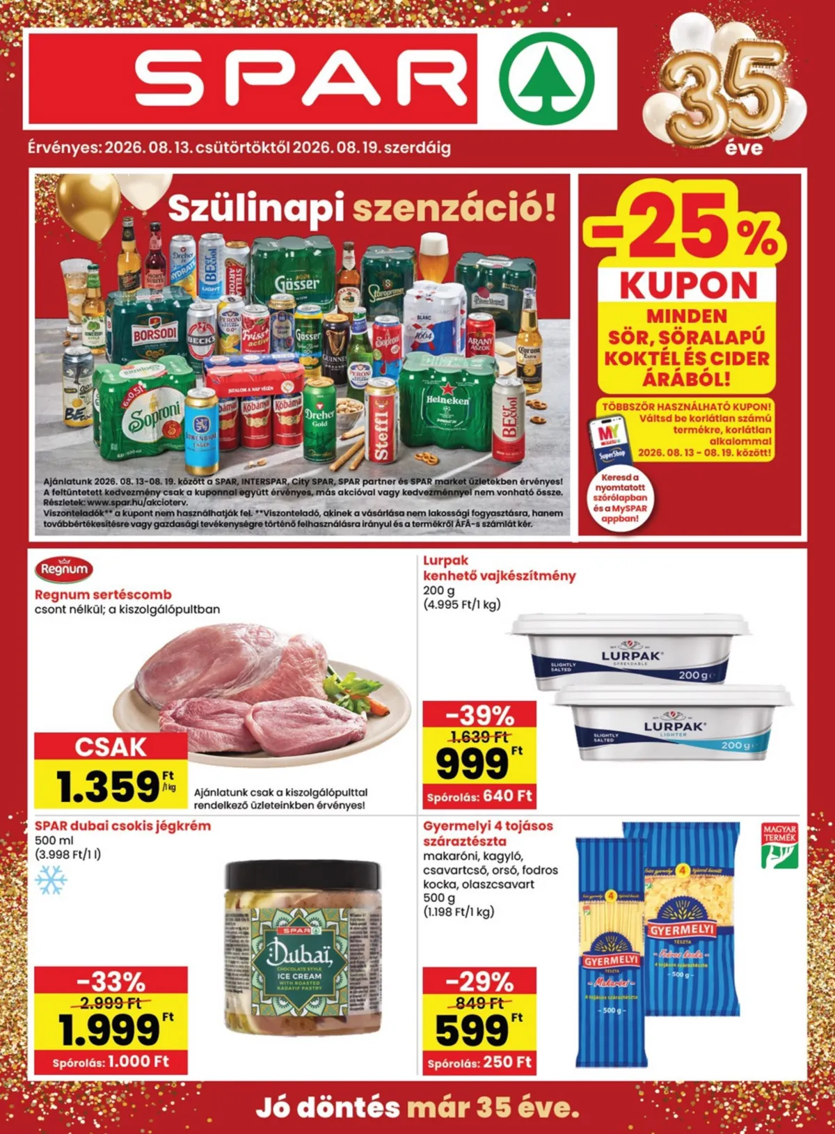 SPAR akciók Maglód 2026. augusztus 13. és augusztus 19. között