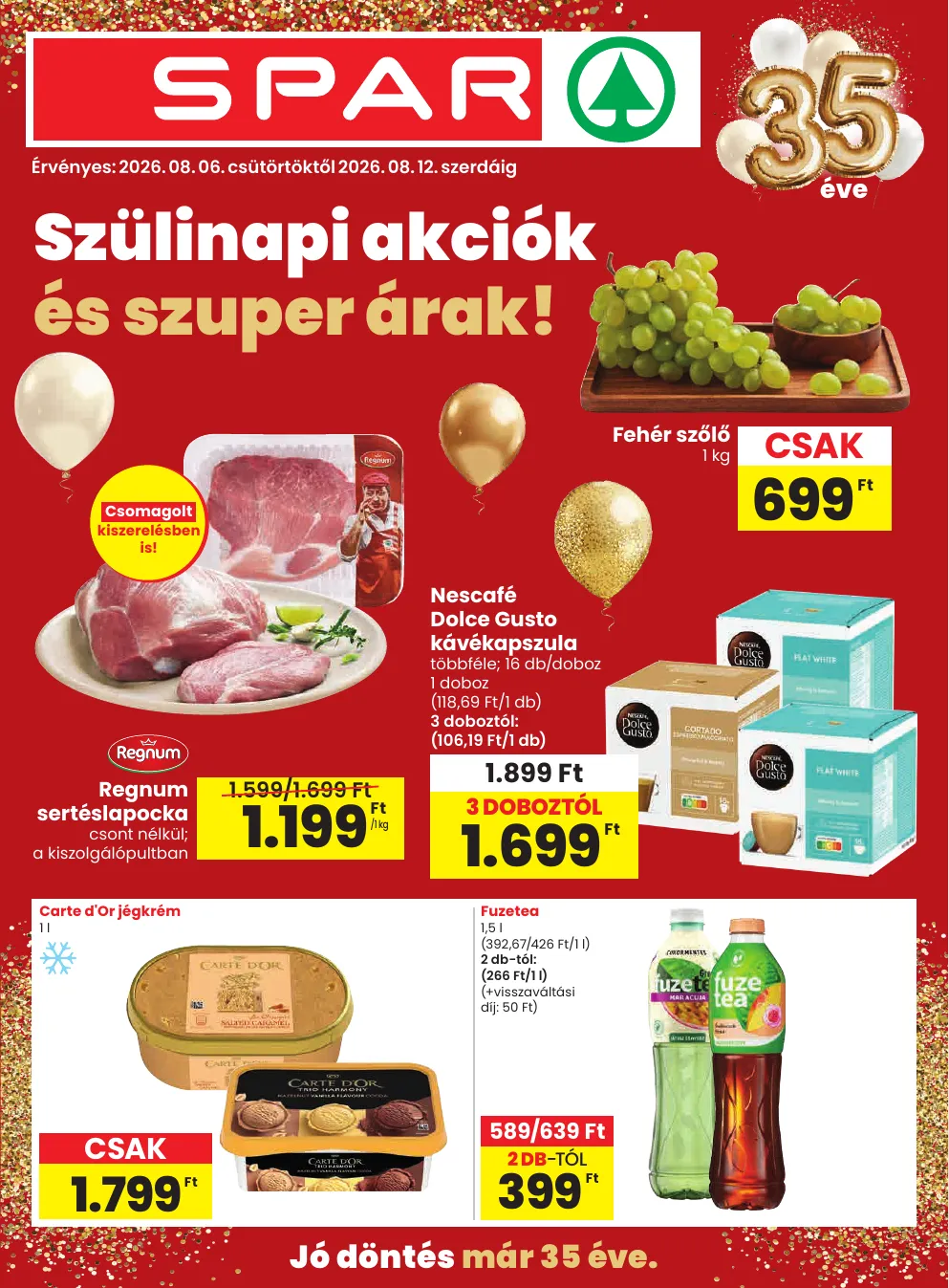 SPAR akciók Maglódon 2026. augusztus 6. és augusztus 12. között