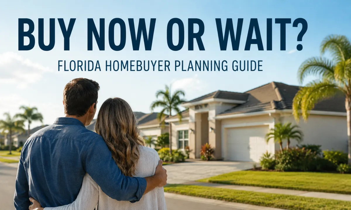 Florida homebuyers reviewing mortgage affordability and financing options before deciding whether to buy now or wait.