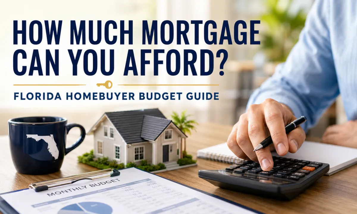 Florida homebuyer reviewing mortgage affordability, budgeting, and monthly housing costs before purchasing a home.