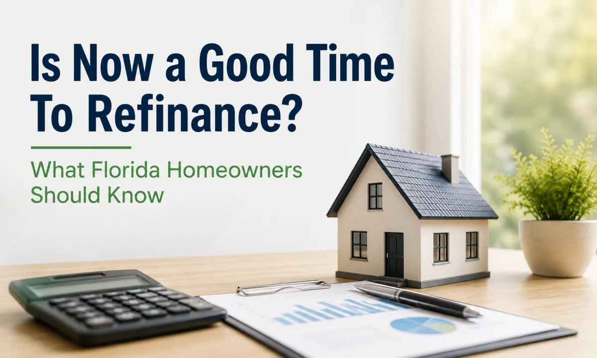 Florida homeowners reviewing mortgage refinance options, home equity, and monthly affordability with a mortgage professional.