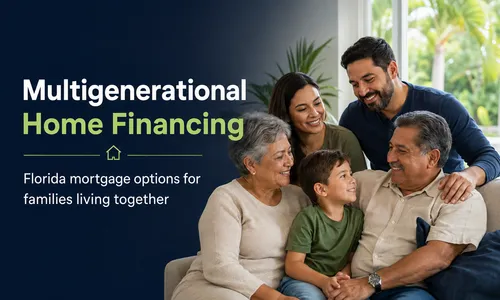Multigenerational Florida family relaxing together while exploring home financing options.