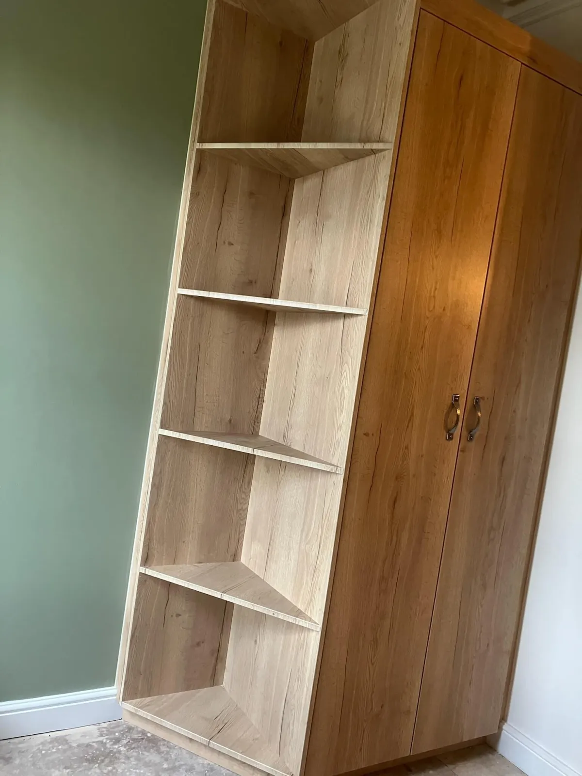 Premium oak fitted wardrobe with custom angled shelving - luxury storage by JAX Bespoke Yorkshire