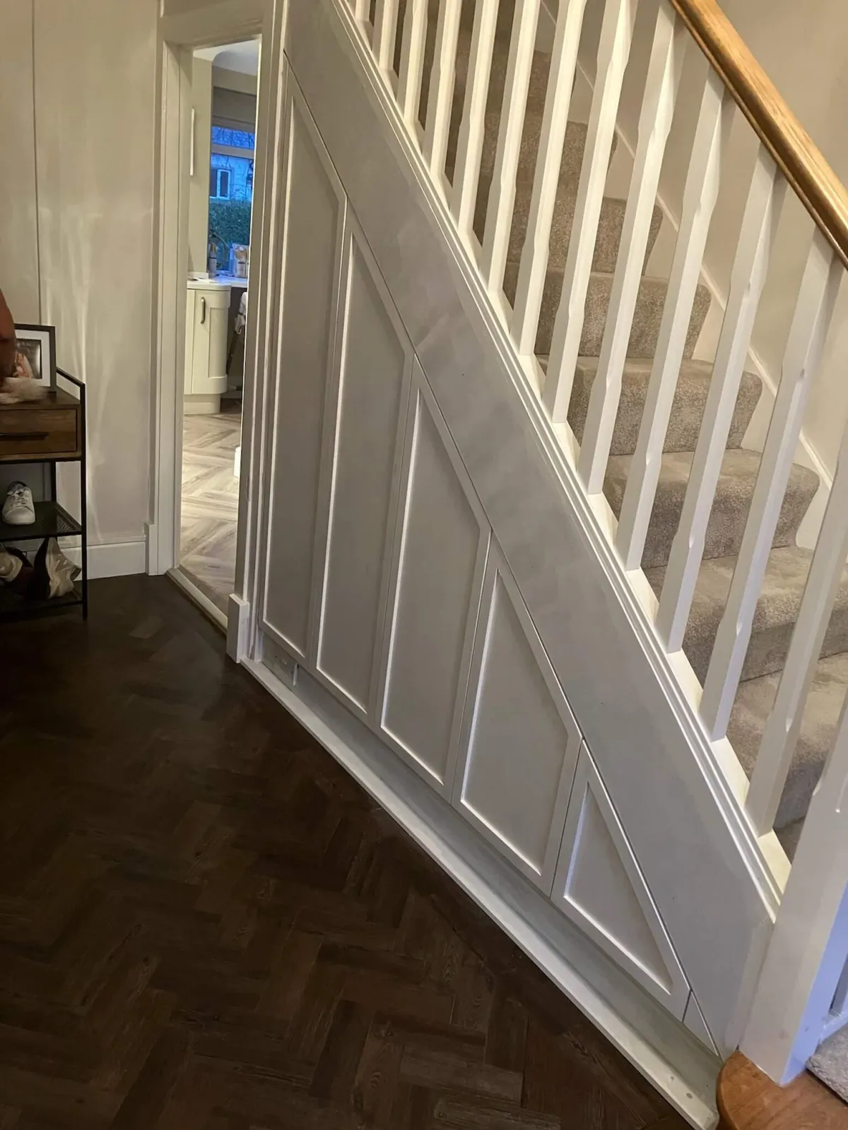Shaker style under stair storage unit with push to open drawers - bespoke design by JAX Bespoke Yorkshire