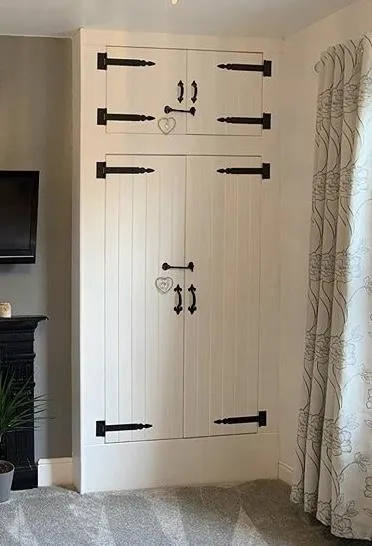 Hand painted cottage style fitted wardrobe in white - traditional craftsmanship by JAX Bespoke Yorkshire
