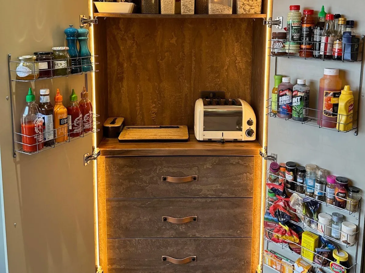 Custom built pantry storage by JAX Bespoke Yorkshire - handcrafted floor to ceiling organisation