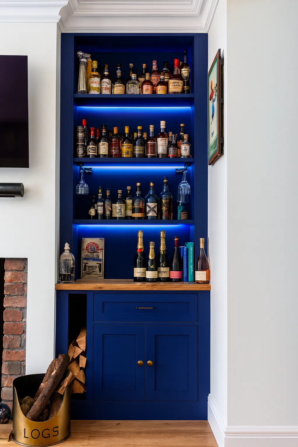 Bespoke made to measure home bar built into existing home alcove in Ossett Wakefield