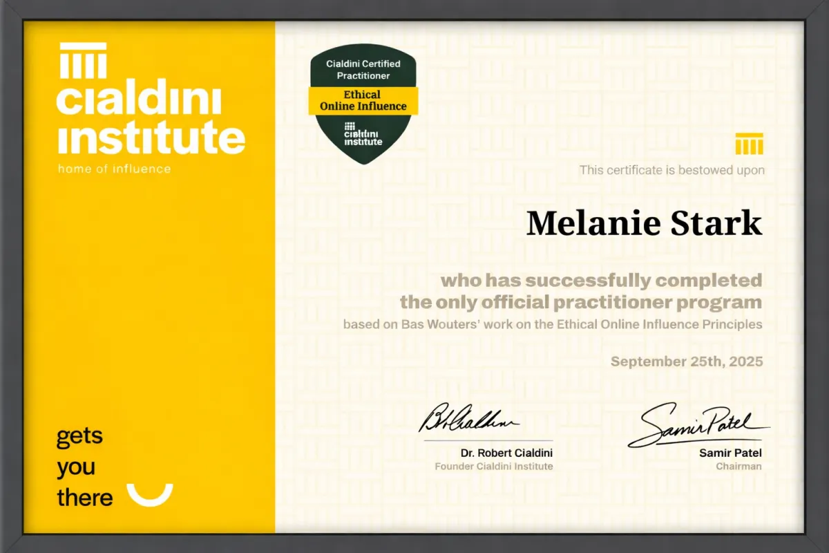 Trainer guiding a group through a whiteboard exercise, flat illustration, gold and beige palette