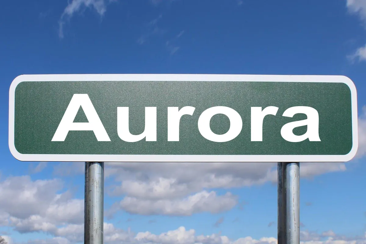 Street sign for Aurora, Co