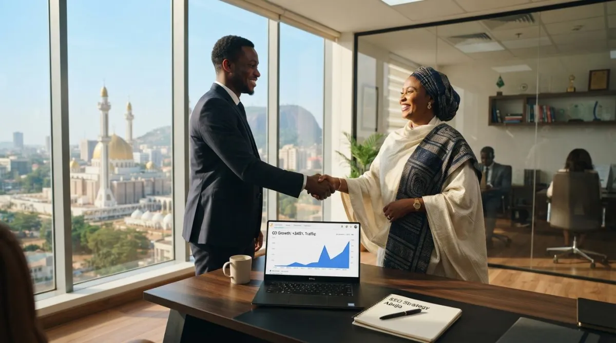 SEO expert in Abuja helping a local business improve Google search rankings