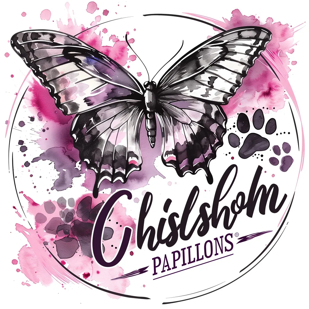Logo for Chisholm Papillons: Tiny butterfly wings, big hearts, pure elegance in every flutter.
