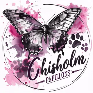 Logo for Chisholm Papillons: Tiny butterfly wings, big hearts, pure elegance in every flutter.