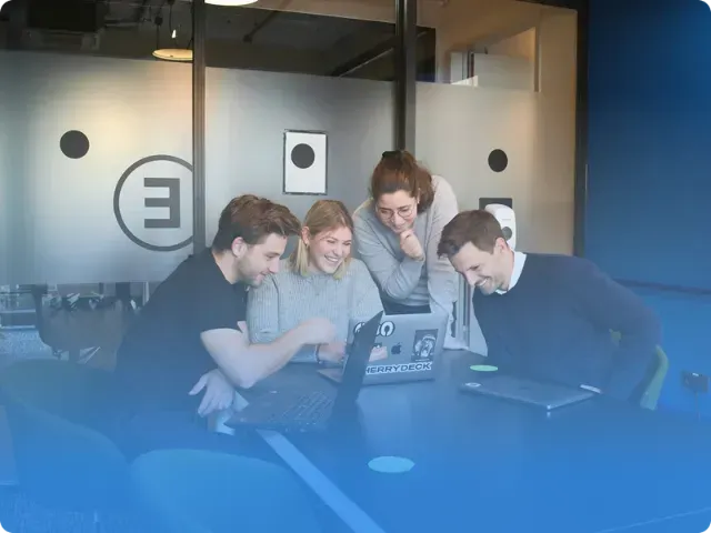 Employees having a meeting