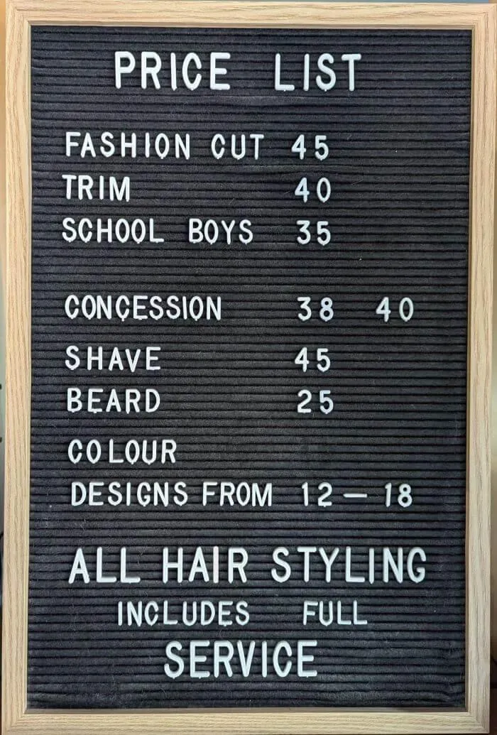 Price list 