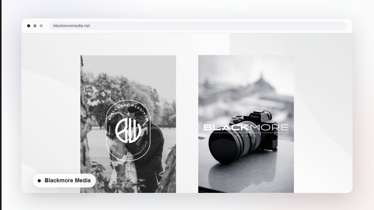 Blackmore Media website case study screenshot in a clean browser frame.