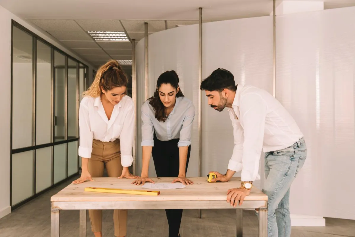 team planning floor installation 