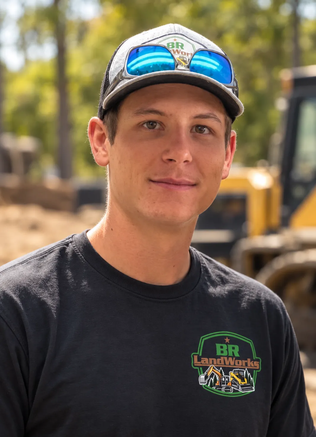 Brock, Founder and Field Lead of BR LandWorks, standing outdoors on a work site