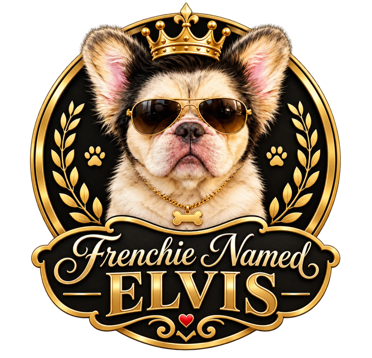 Frenchie Named Elvis Icon Logo