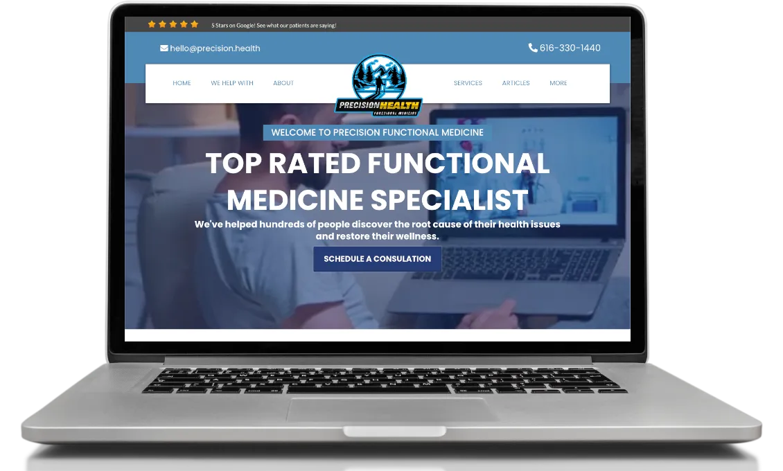 website on laptop screen