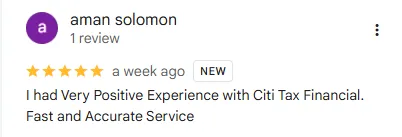 Citi Tax Financial Google review 2