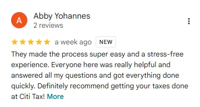 Citi Tax Financial Google review 