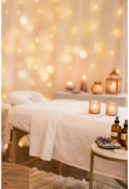 Intimate healing environment setup for a private Radiant Reset session