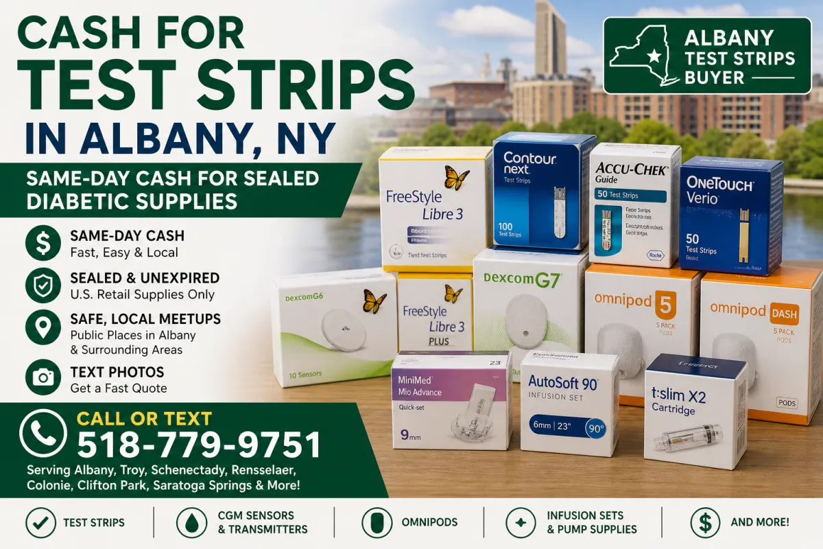 Cash for Test Strips in Albany, NY – Sell Diabetic Supplies for Same-Day Cash