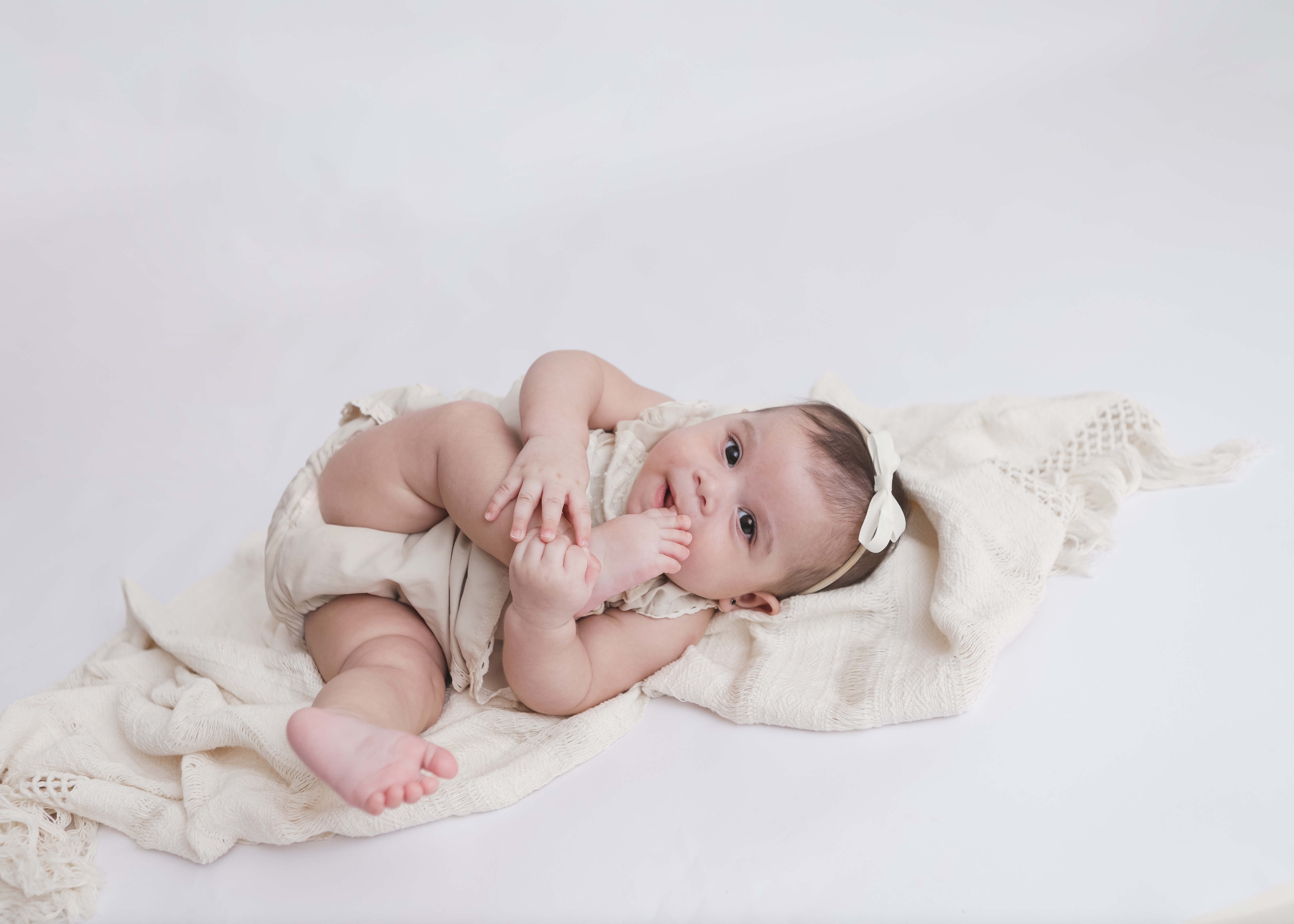 Baby looking up top view