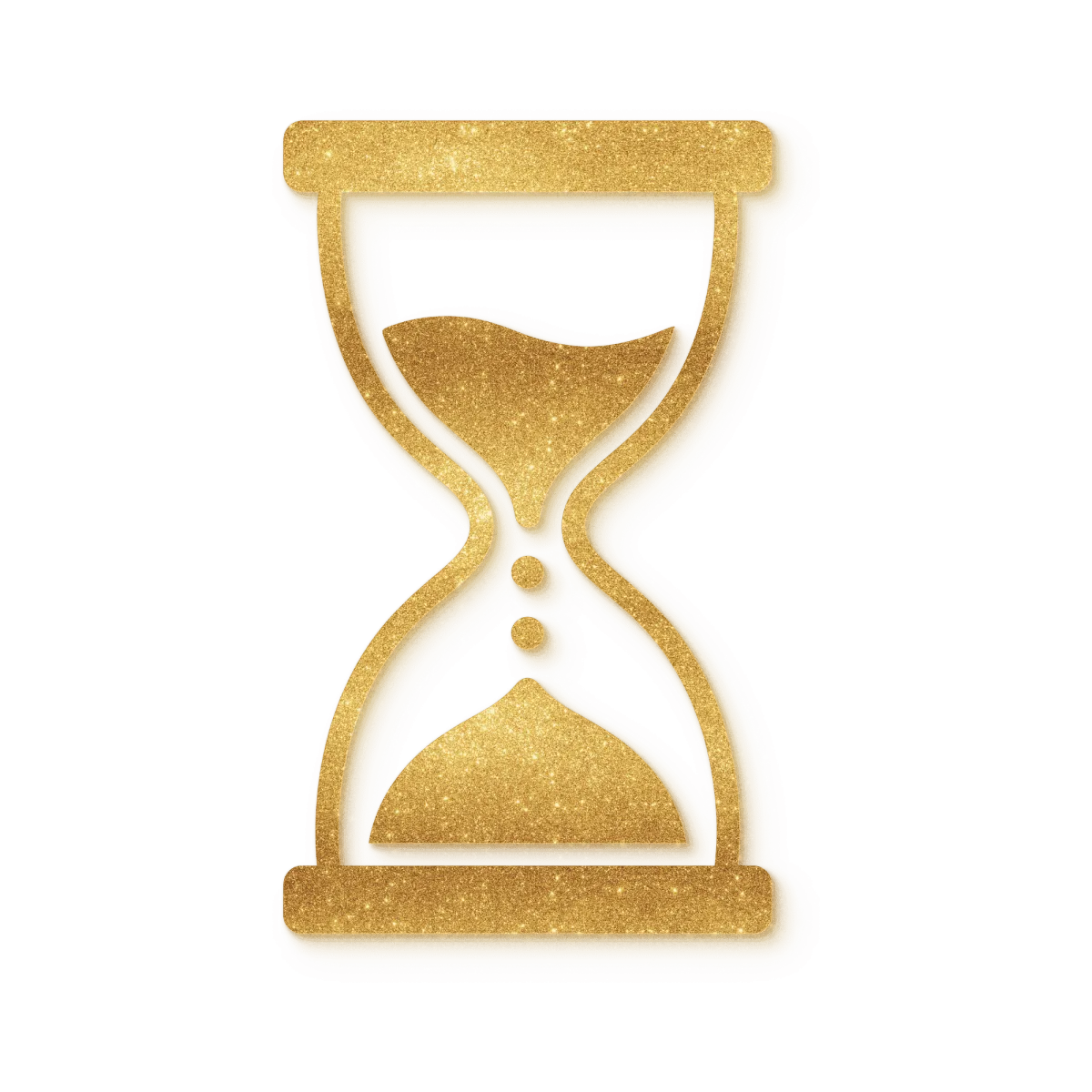 Golden hourglass icon symbolizing divine timing, patience, transformation through time, manifestation cycles, and spiritual alignment with purpose.